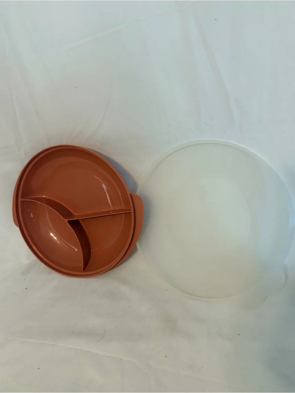 Vintage Tupperware Dusty Rose Divided Microwaveable Plate W/ Lid 2604B & 230-15